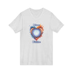 Shine Within V-Neck Tee — Heart Watercolor Splash Flame Design