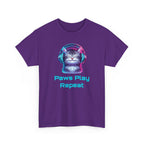 Cat Headphones T-Shirt - "Paws Play Repeat" Cute Music Cat Tee