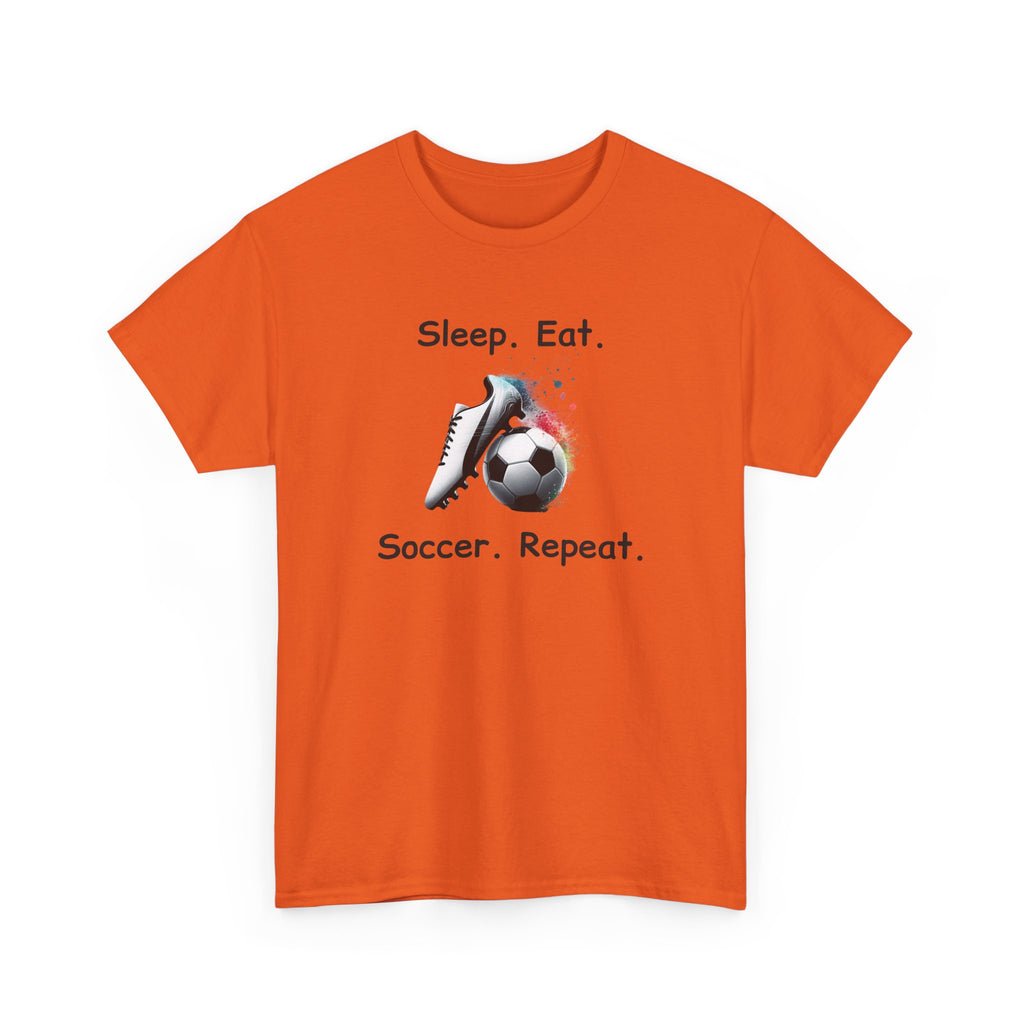 Soccer T-Shirt — "Sleep. Eat. Soccer. Repeat." Youth & Adult Crew Tee