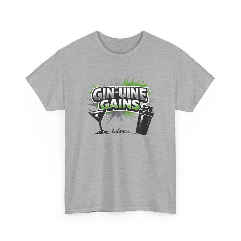 Gin-Uine Gains Tee – Funny Cocktail & Fitness Graphic T-Shirt