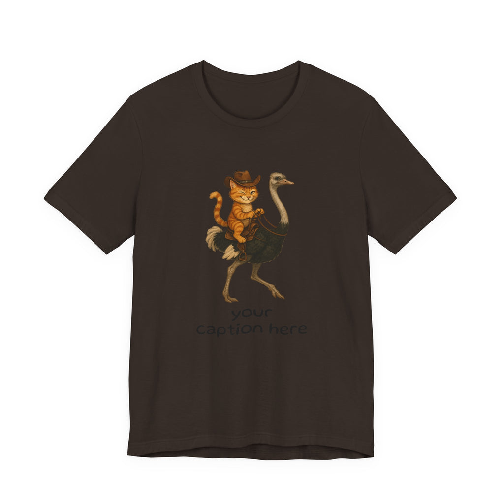 Cat Cowboy Riding Ostrich T-Shirt – Whimsical Western Animal Tee