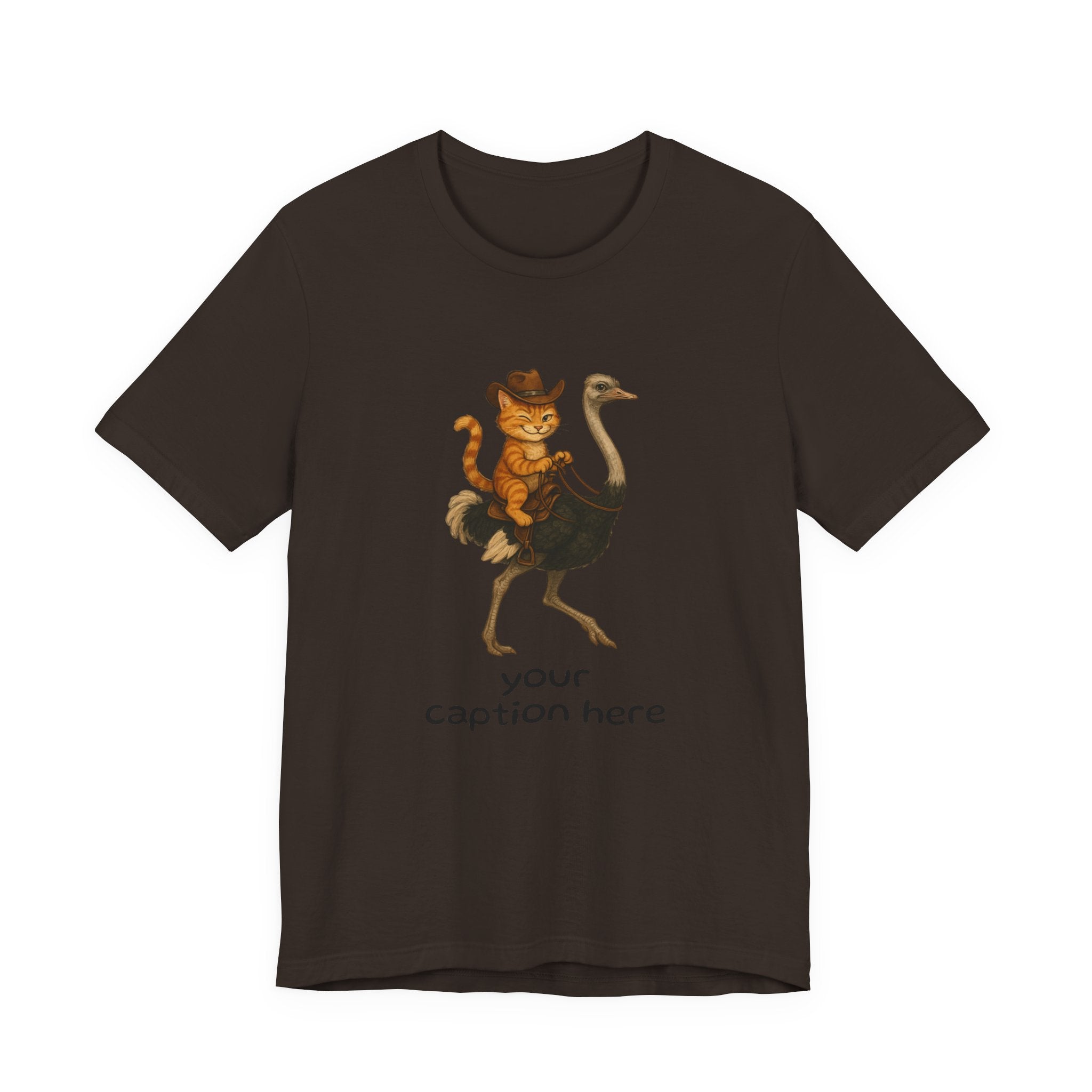 Cat Cowboy Riding Ostrich T-Shirt – Whimsical Western Animal Tee