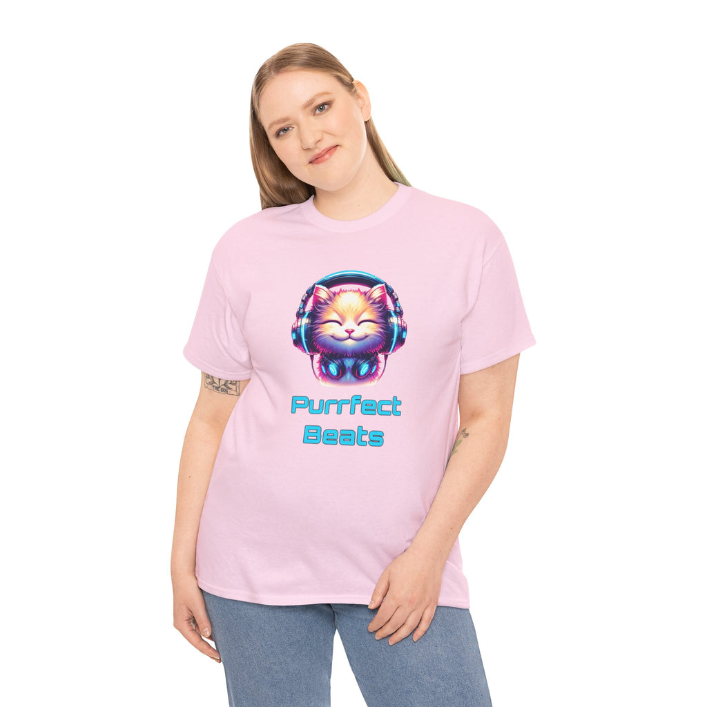 T-Shirt — "Purrfect Beats" Cat DJ Graphic Tee