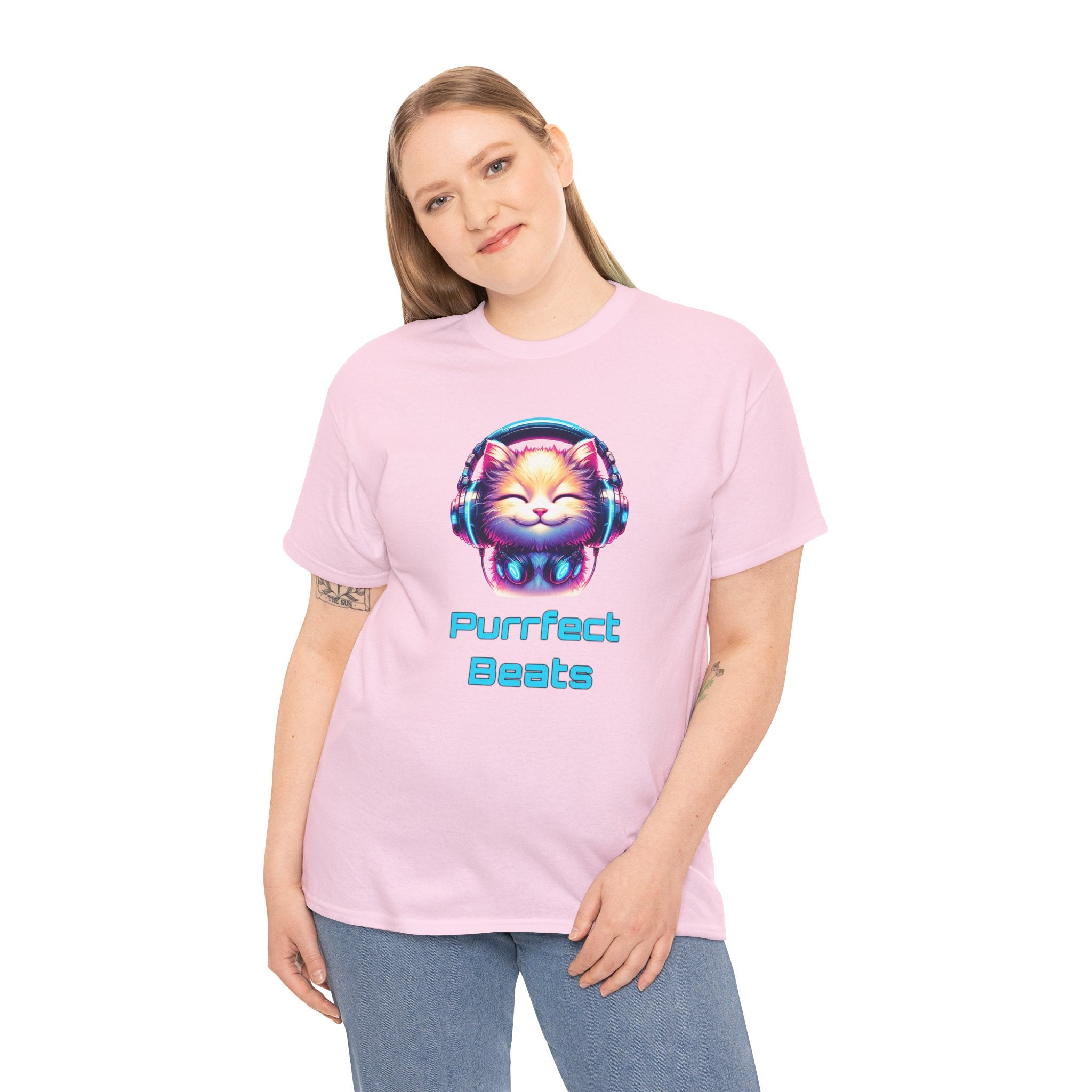 T-Shirt — "Purrfect Beats" Cat DJ Graphic Tee