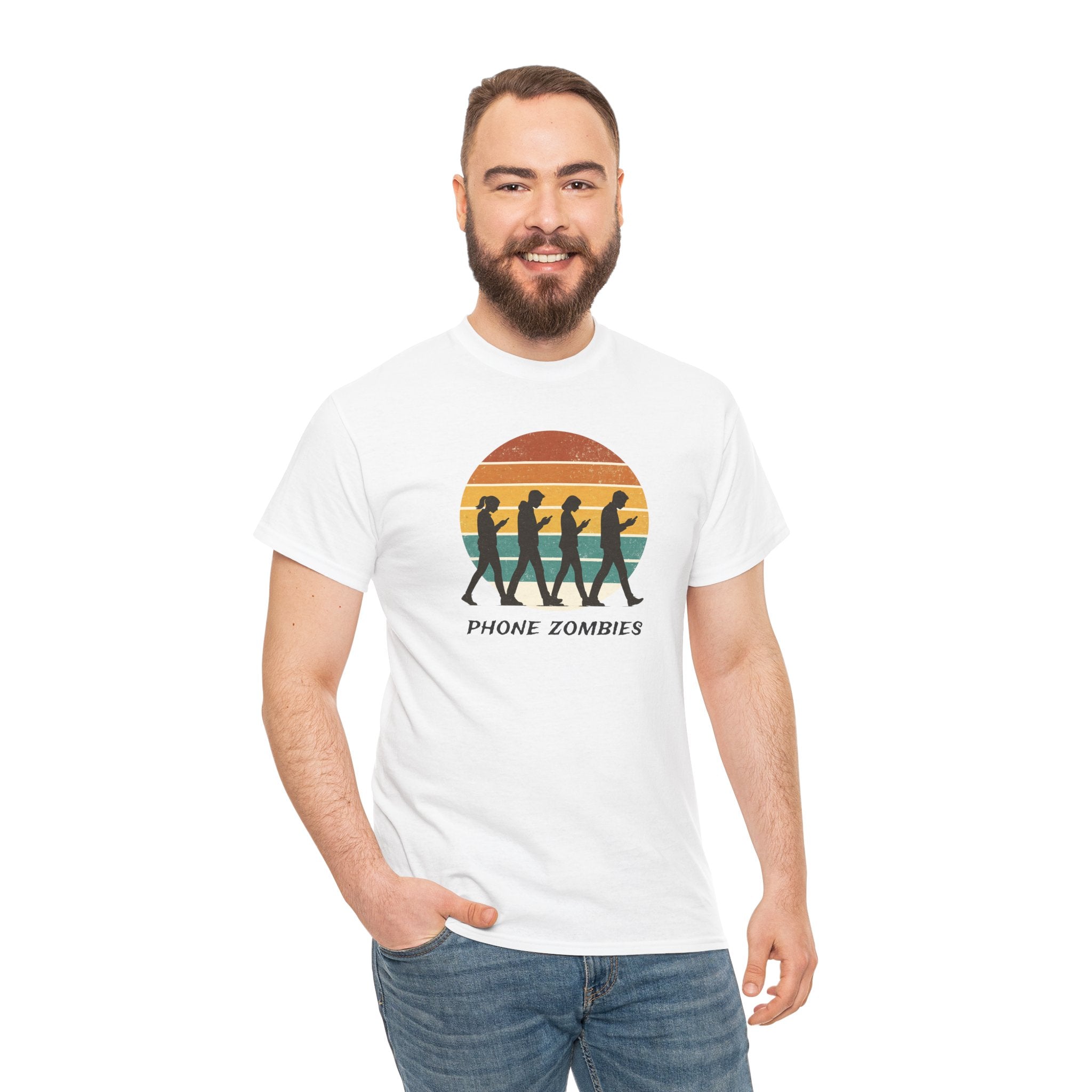 Retro Walking Silhouette T‑Shirt - Smartphone Zombies