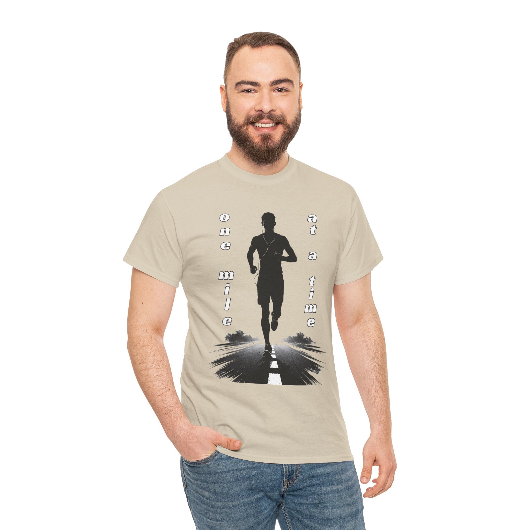 Running Silhouette T‑Shirt – One Mile At A Time Graphic Tee
