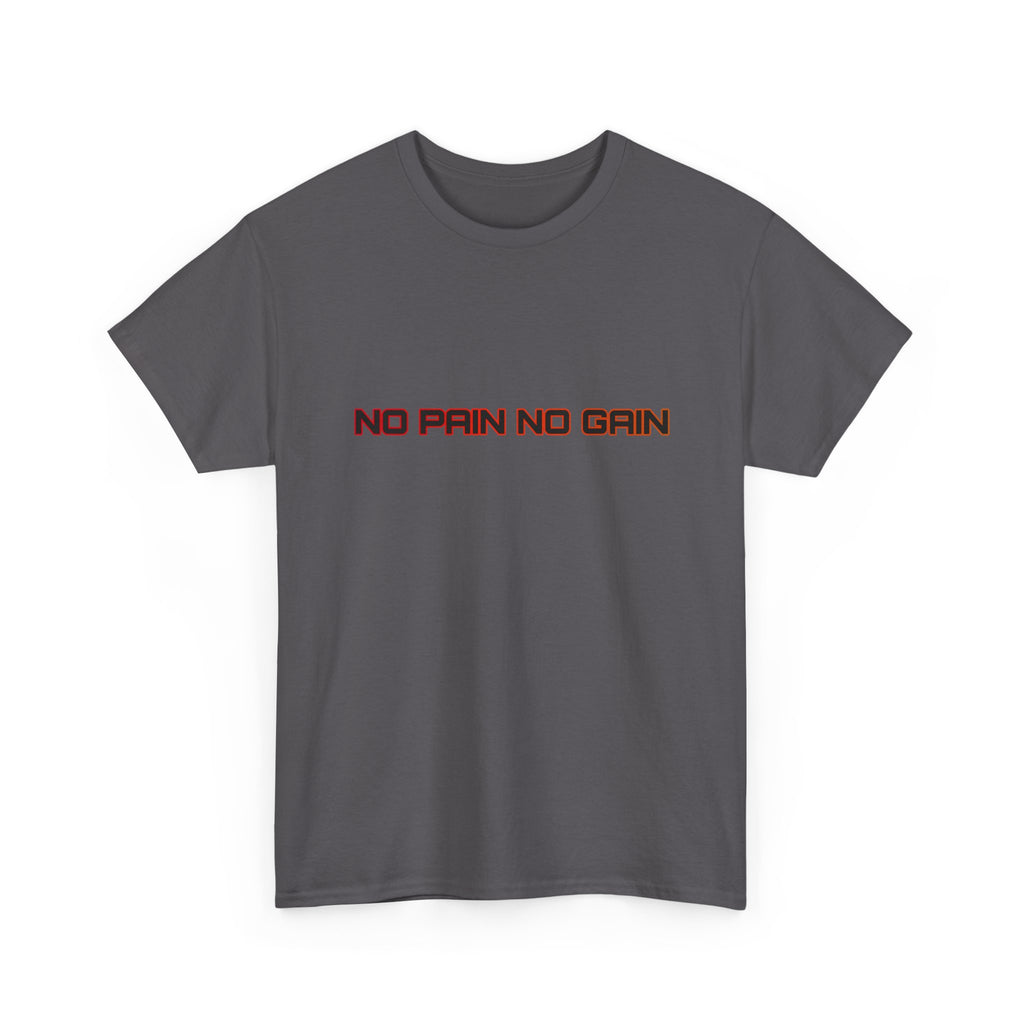 No Pain No Gain T-Shirt Minimal Red Orange Gym Motivational Workout Tee