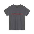 No Pain No Gain T-Shirt Minimal Red Orange Gym Motivational Workout Tee