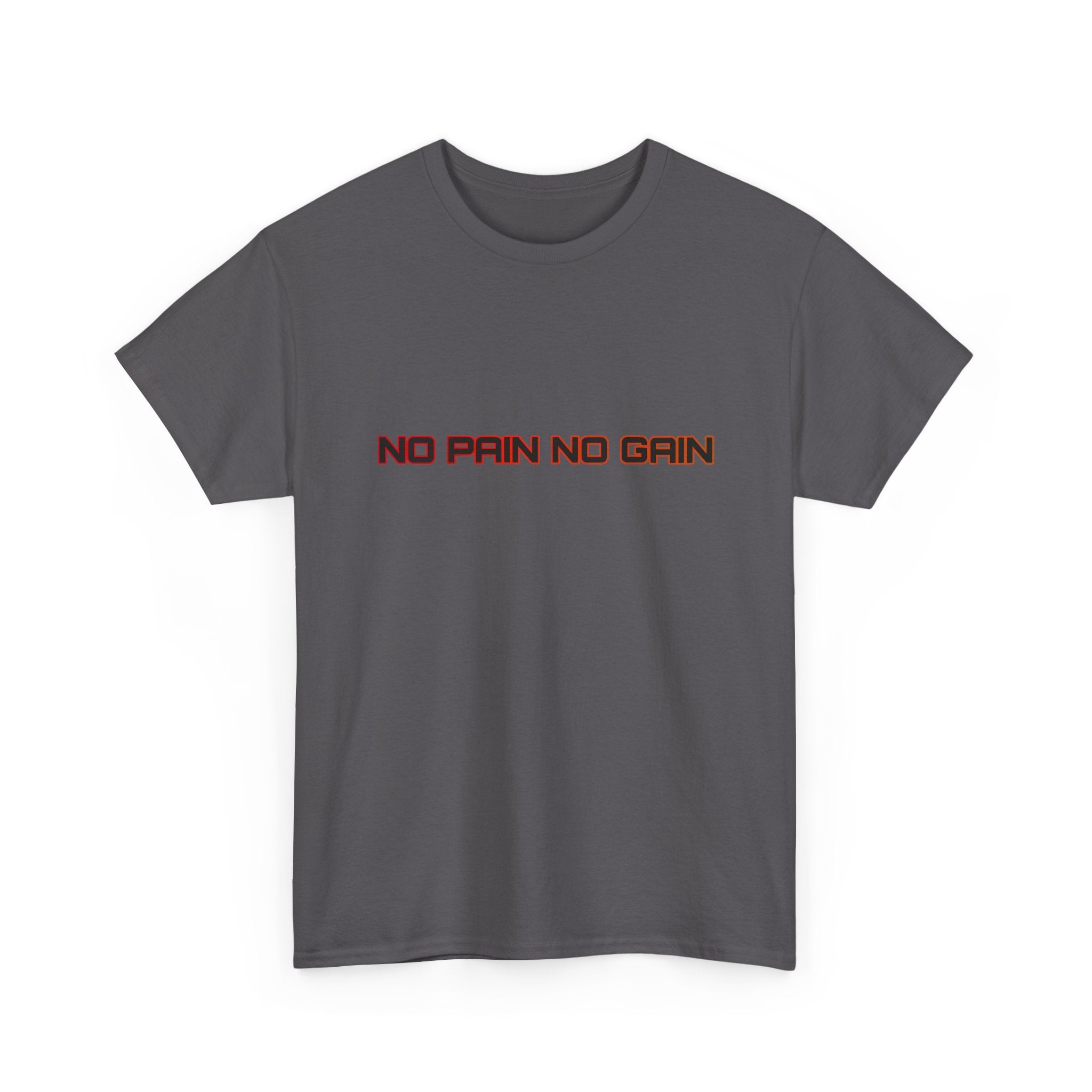 No Pain No Gain T-Shirt Minimal Red Orange Gym Motivational Workout Tee