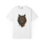 Intricate tribal wolf illustration with ornate patterns, swirling flourishes, and earthy tones creating a powerful and artistic wildlife design.