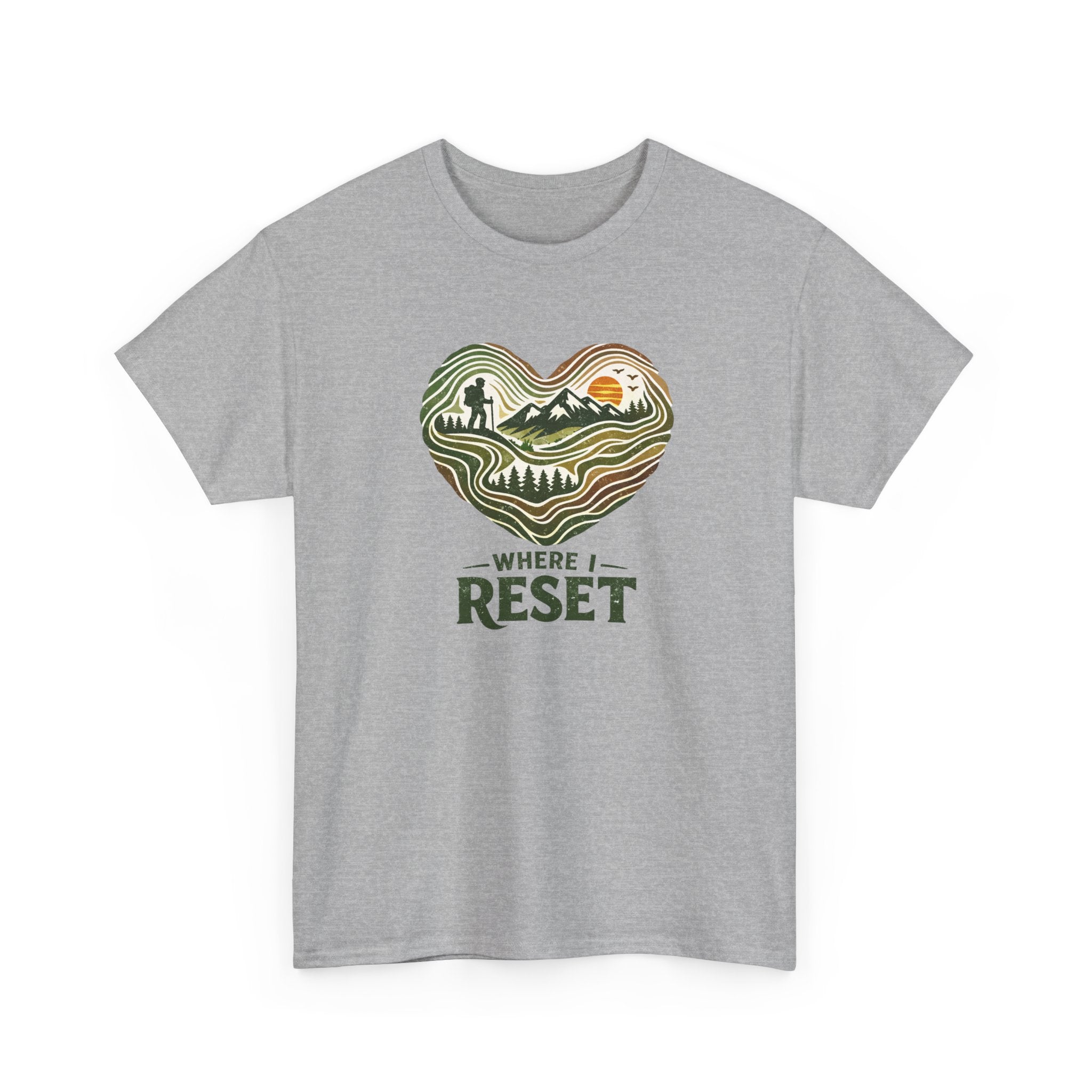 Where I Reset Tee — Nature Heart Hiking T‑Shirt