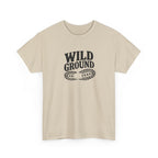 Beige t-shirt with 'Wild Ground' text on a white background