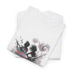Silhouette Musicians Tee - Artistic Swirl Music Graphic Shirt