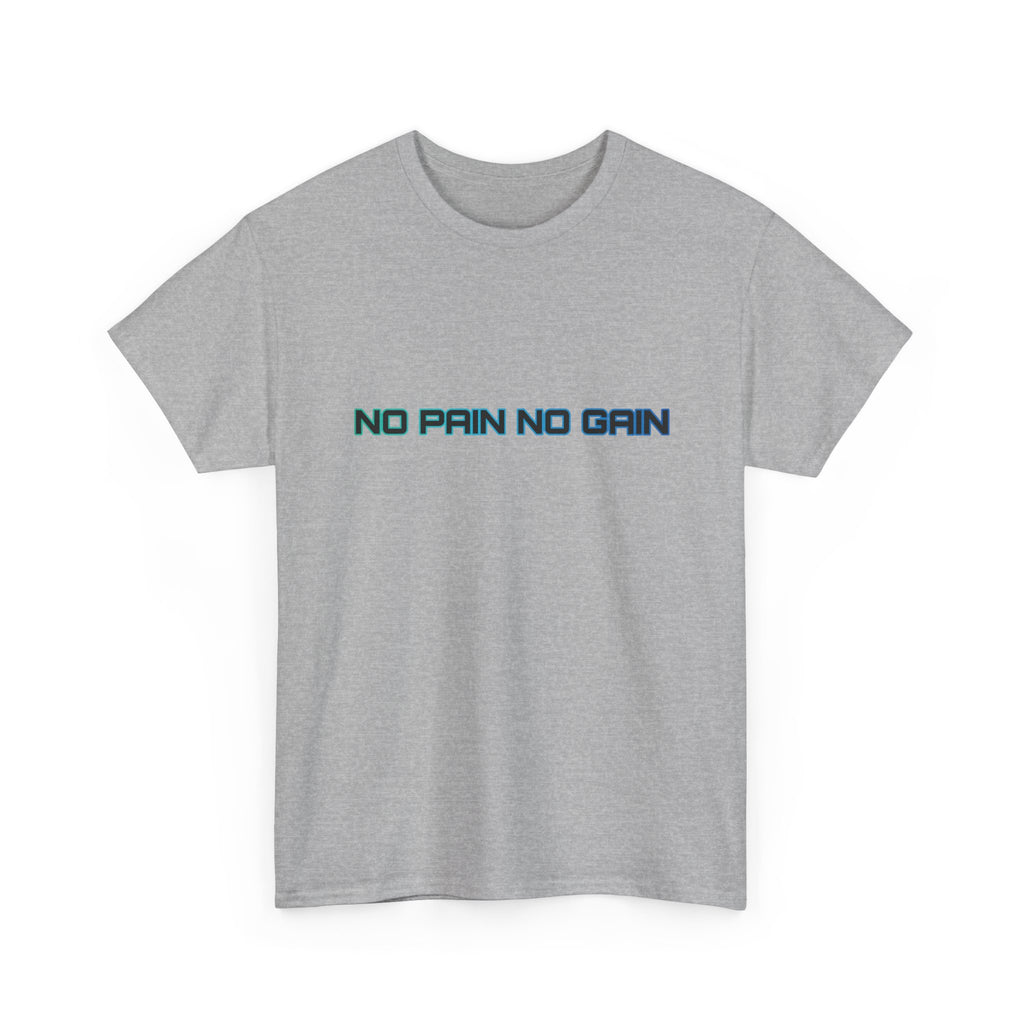 No Pain No Gain T-Shirt Minimal Green Blue Gym Motivational Workout Tee
