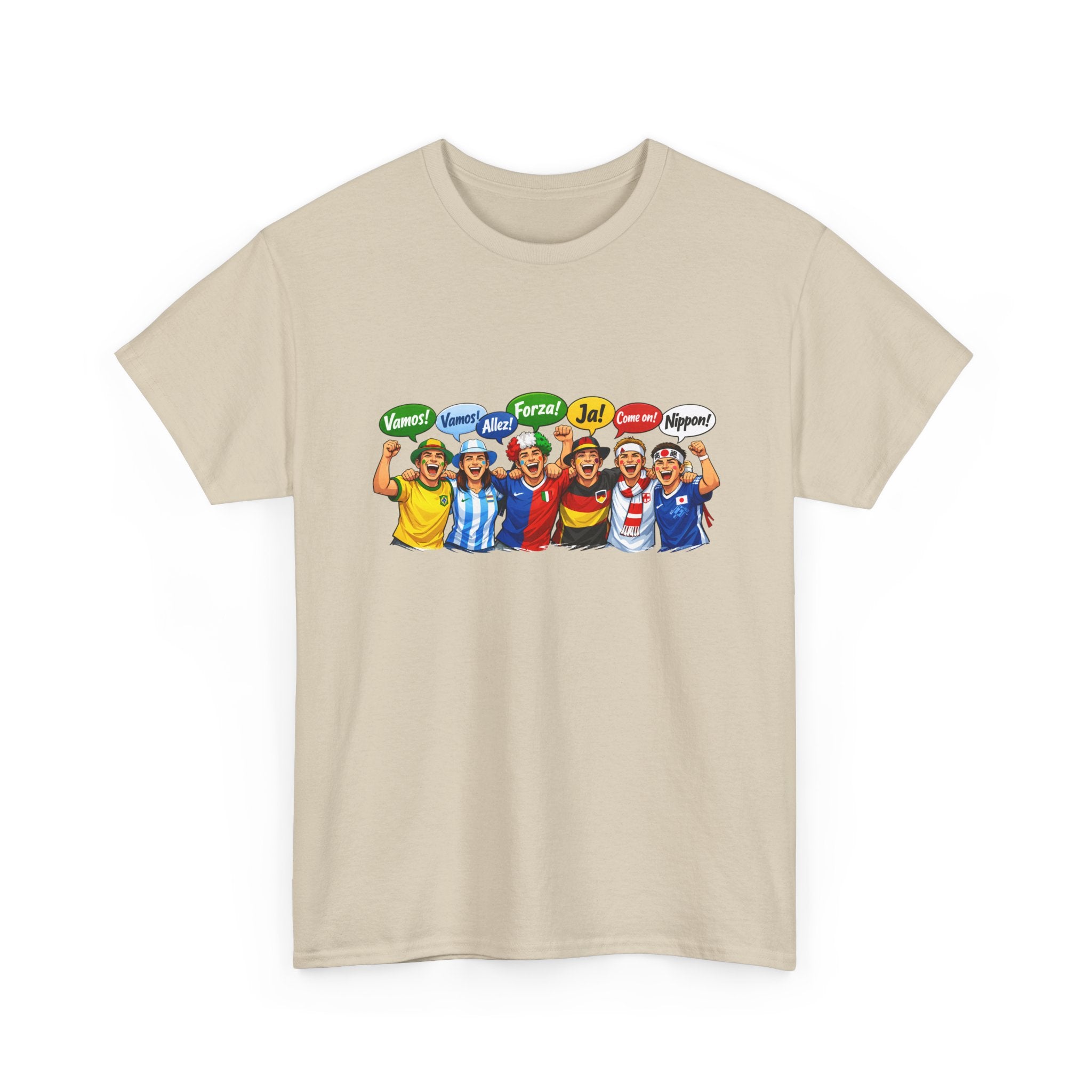 Soccer Fans Group Graphic Tee — World Cup Multinational Fans Shirt