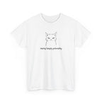 drawing of a cat with a stern look and the text 'resting hangry personality'