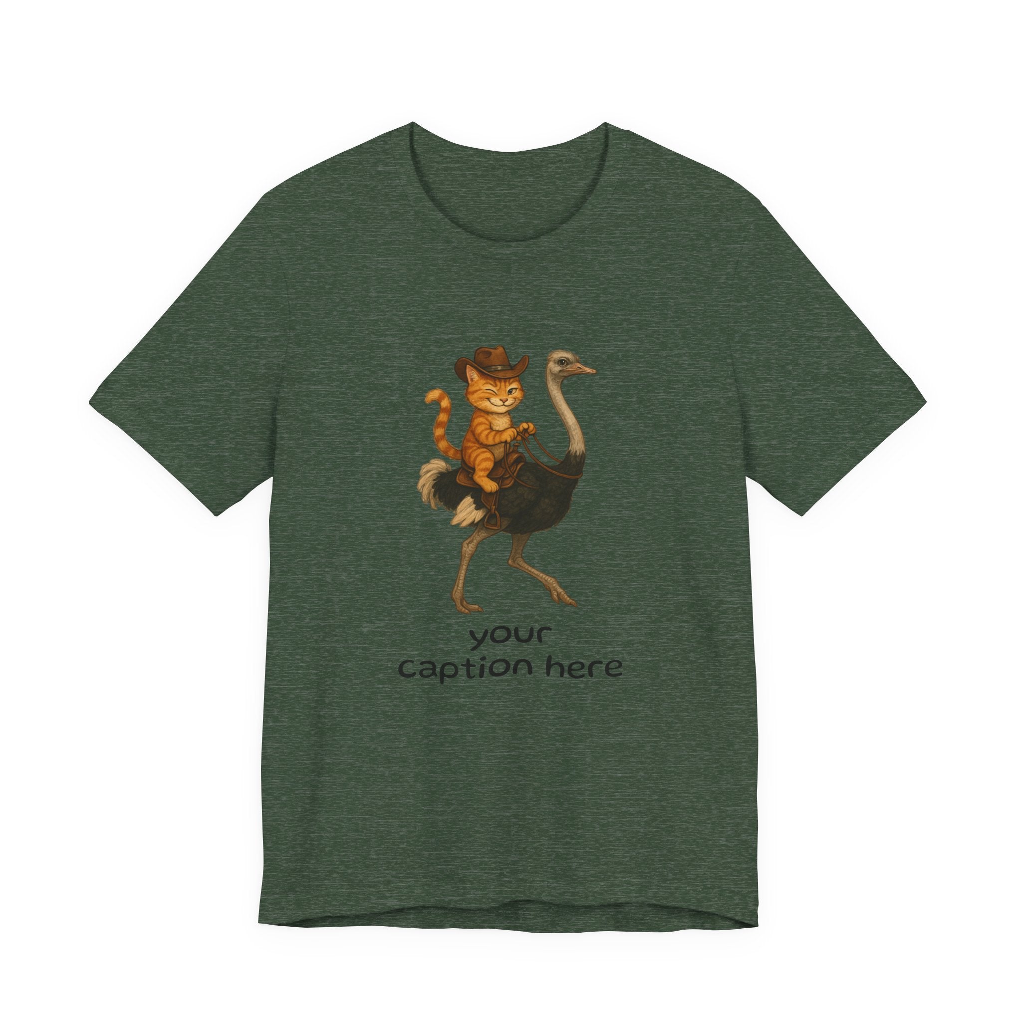 Cat Cowboy Riding Ostrich T-Shirt – Whimsical Western Animal Tee