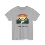 Fresh Air Club Mountain Sunset T-Shirt — Retro Outdoor Adventure Tee