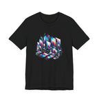 Retro Glitch City T-Shirt — Neon Vaporwave Pixel Tech Devices Tee