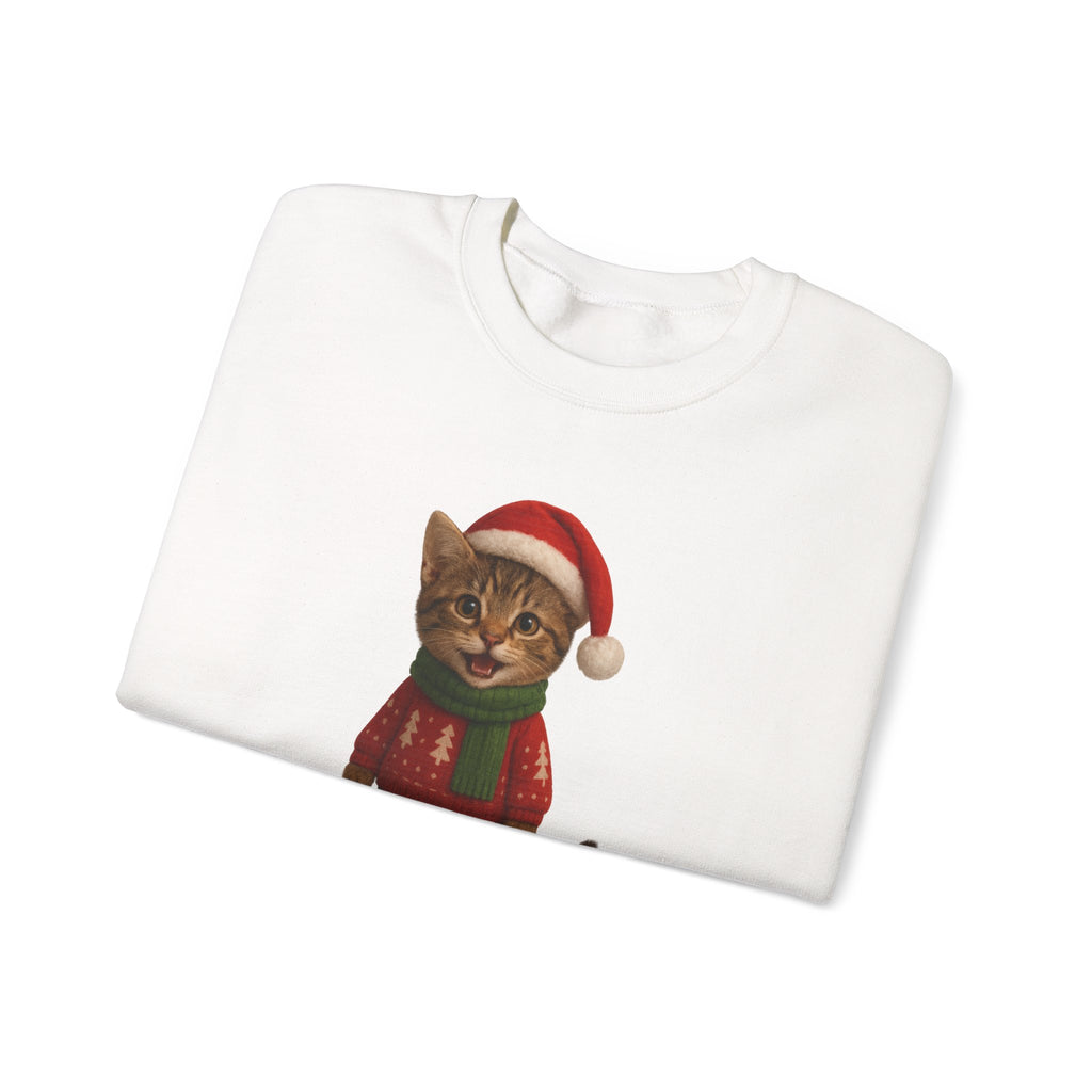 Christmas Kitten Sweatshirt – 'Happy Holidays!' Cute Cat Holiday Crewneck