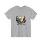 Hiking Graphic Tee — "Mental Health Greater Than Miles" Mountain Sunset Shirt