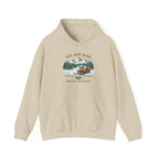 Snowmobile Ski and Ride Hoodie — Vintage Mountain Winter Adventure Pullover