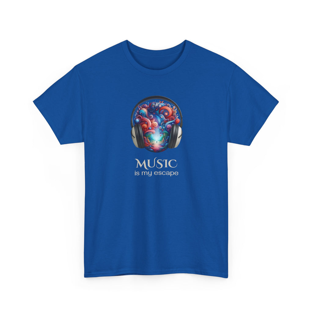 Music Is My Escape T-Shirt — Colorful Headphone Art Tee