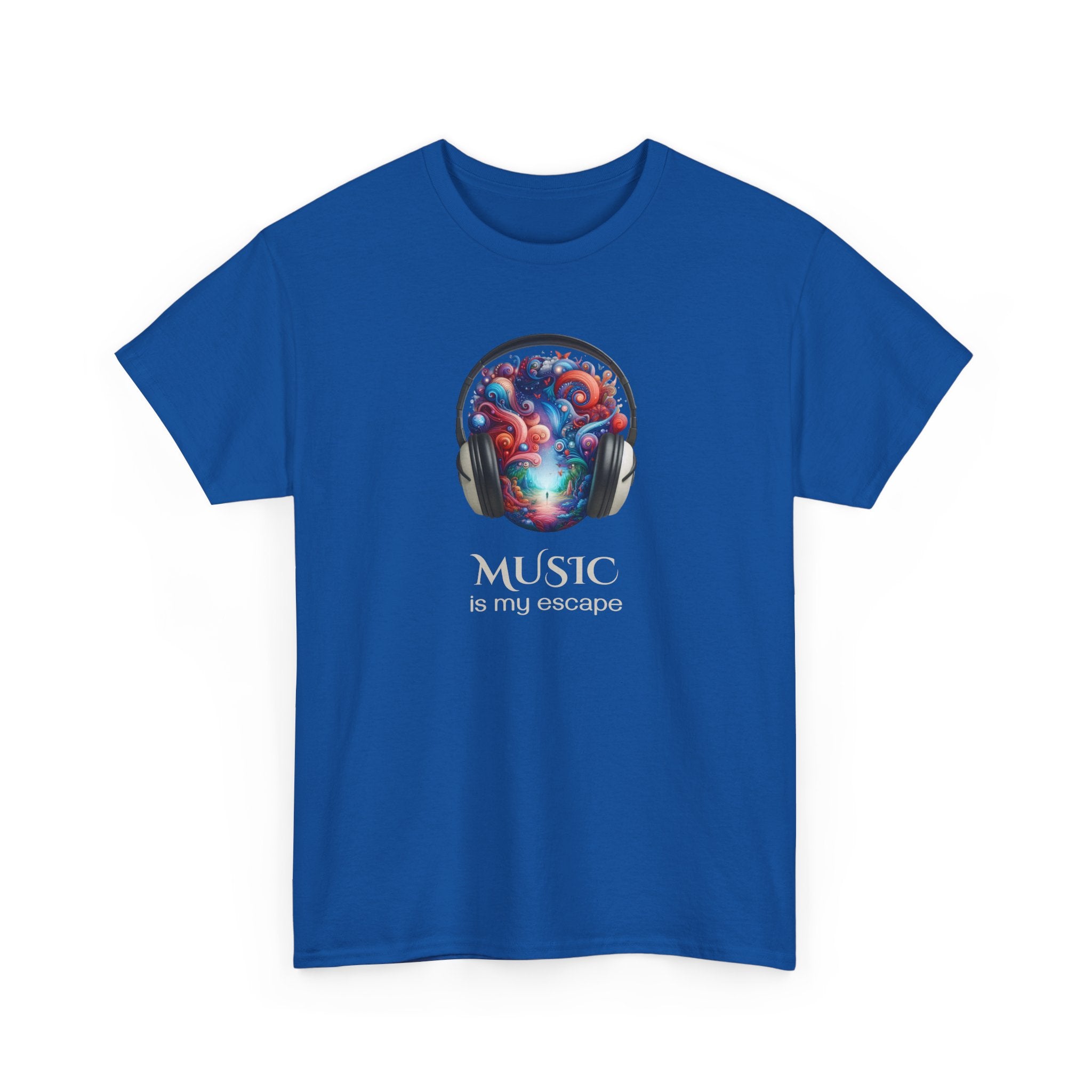 Music Is My Escape T-Shirt — Colorful Headphone Art Tee