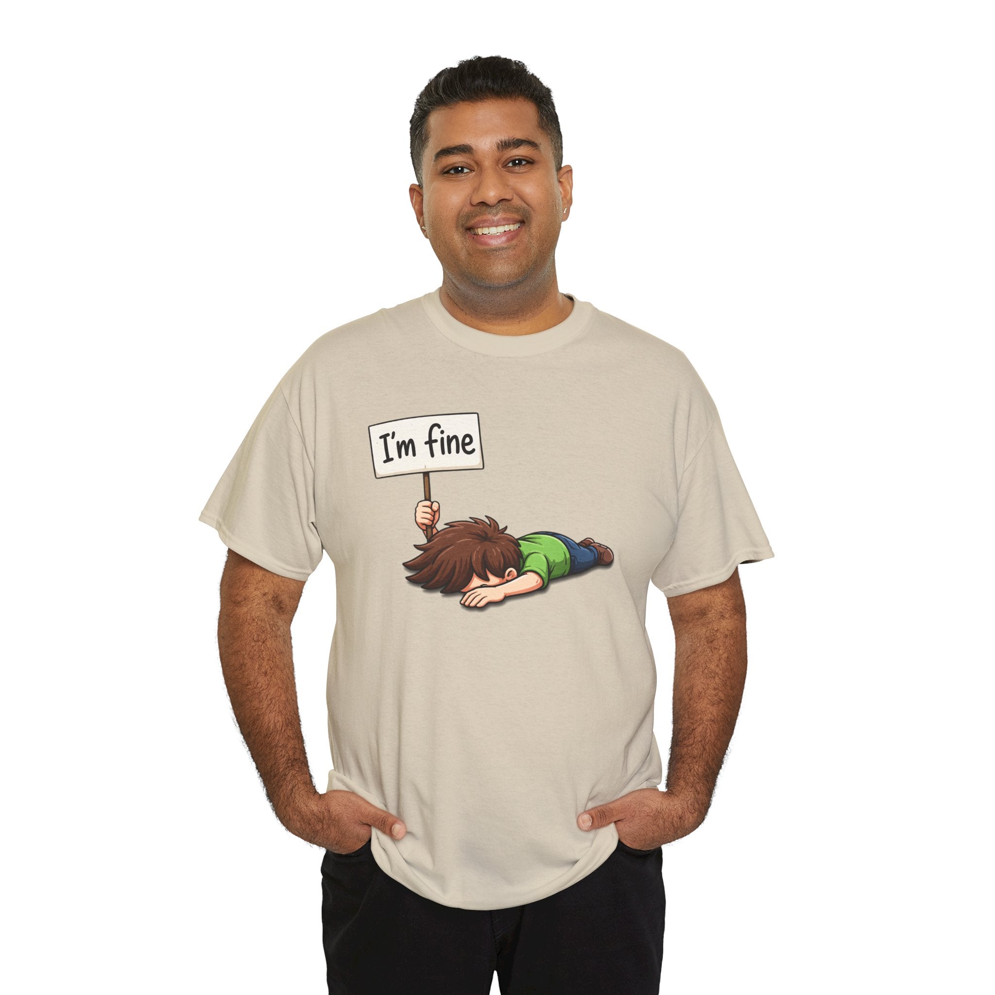 Cute Cartoon 'I'm Fine' Funny Dry Humor Graphic Tee