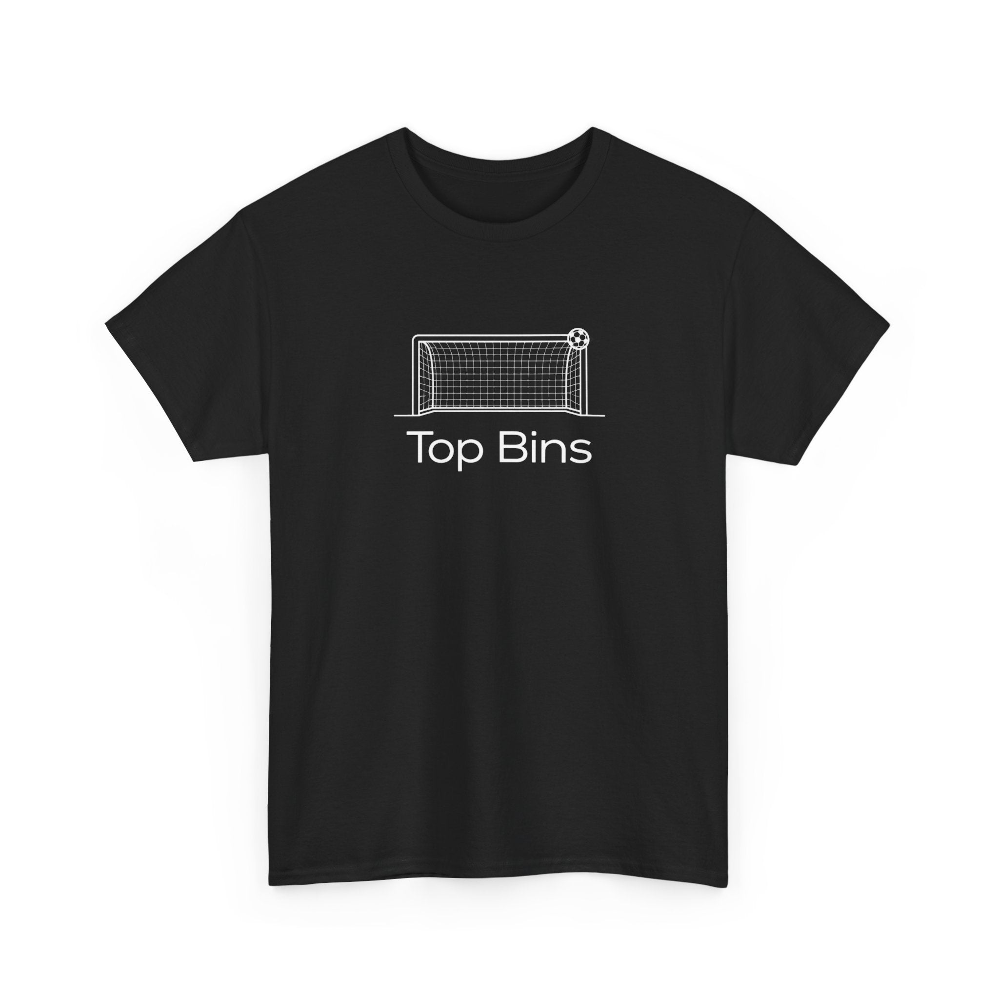 Top Bins T-Shirt – Minimal Soccer Goal Graphic Tee