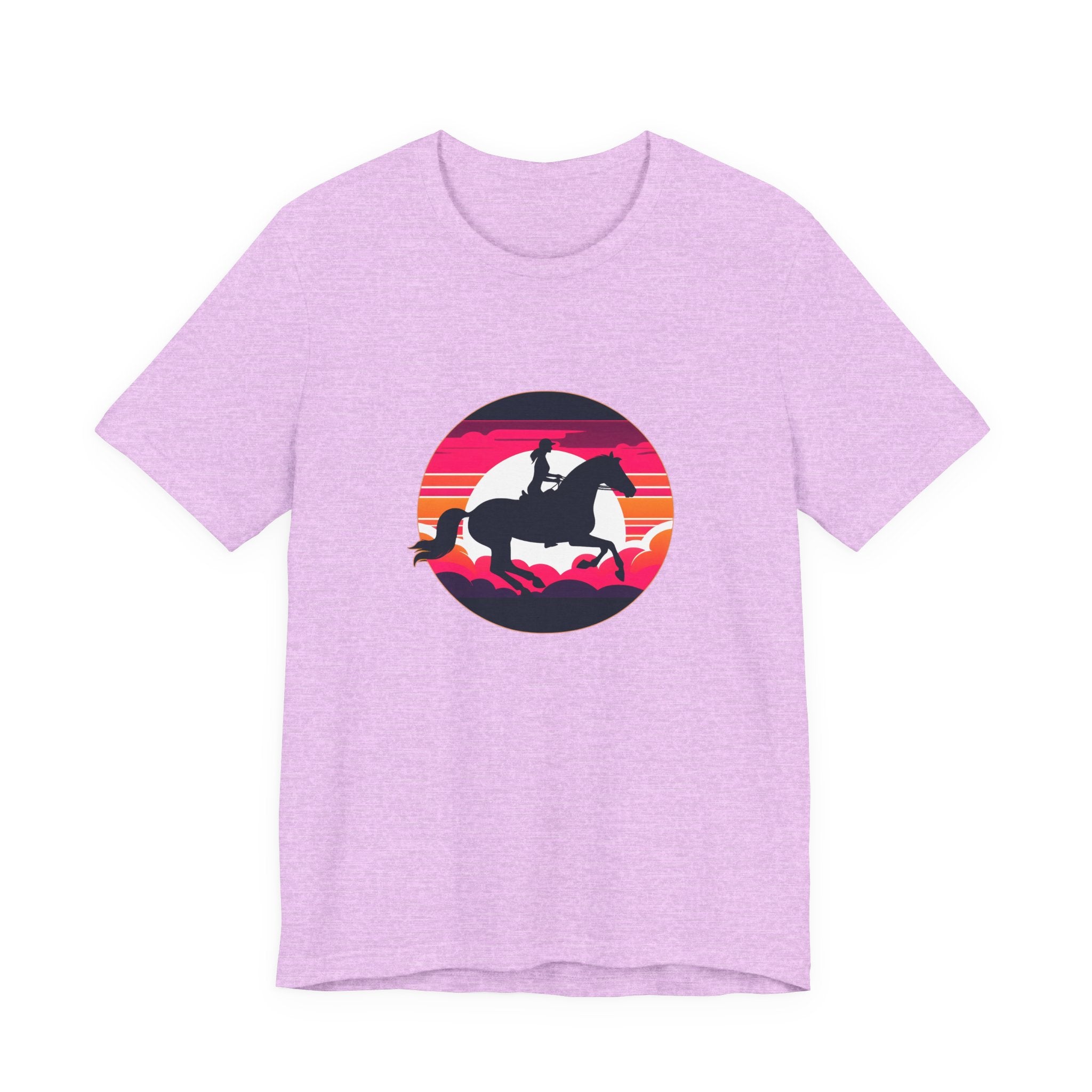 Woman Horse Riding Retro Sunset Tee
