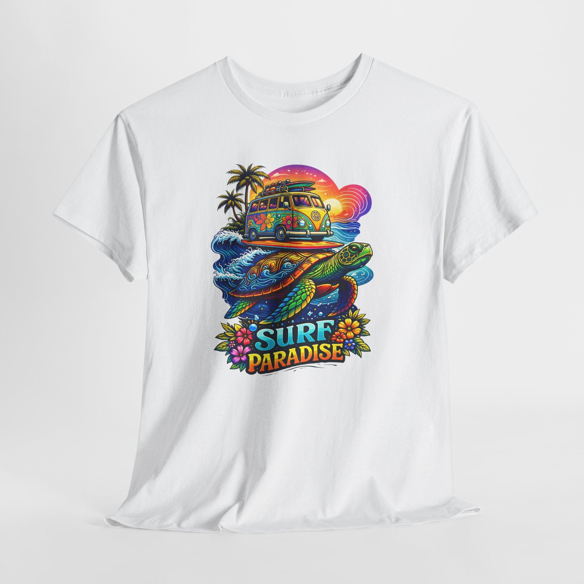 Surf Paradise Tee — Retro Van & Sea Turtle Beach T-Shirt
