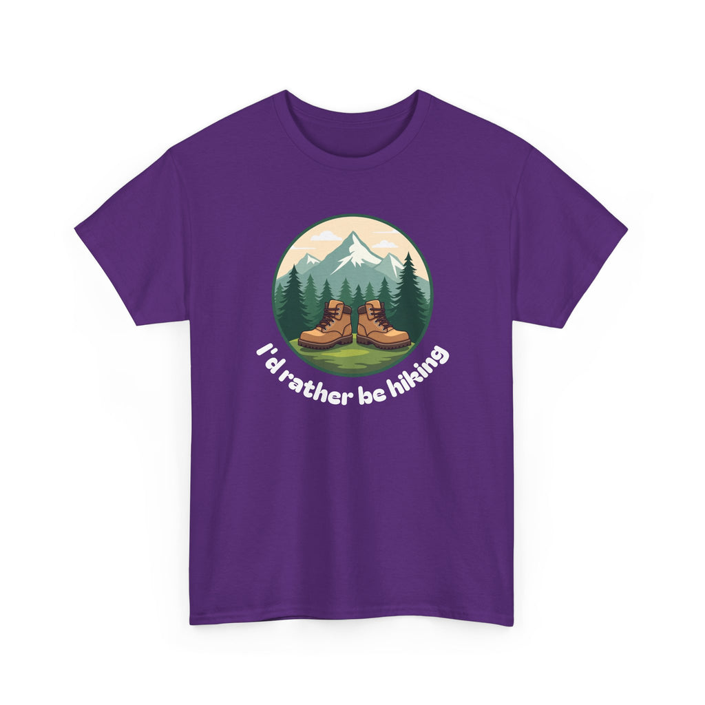 Hiking T-Shirt — 'I'd Rather Be Hiking' Mountain & Camping Graphic Tee