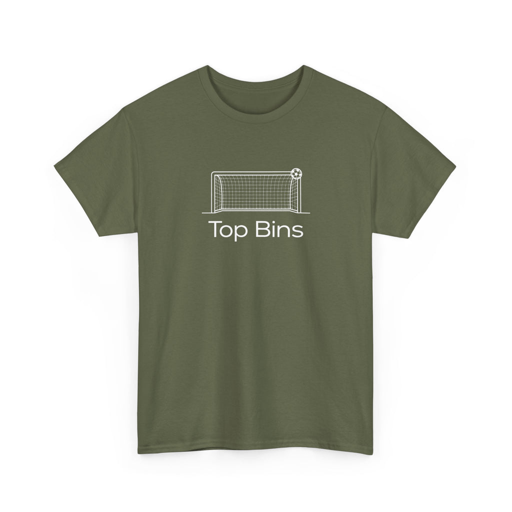 Top Bins T-Shirt – Minimal Soccer Goal Graphic Tee