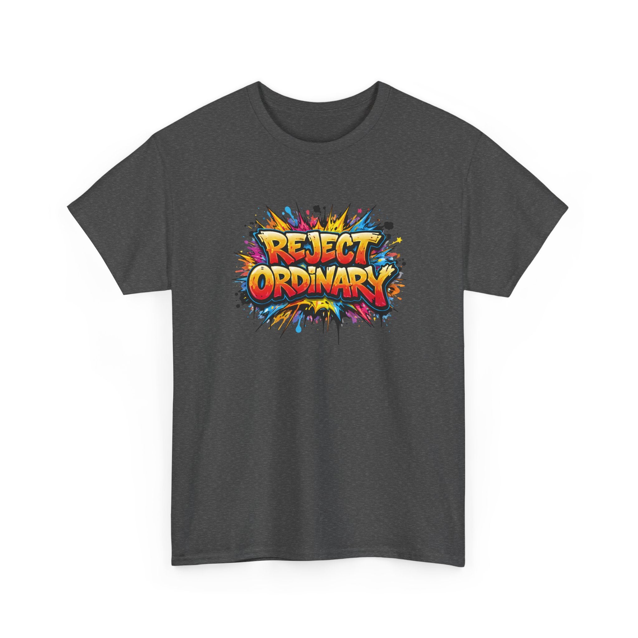 Reject Ordinary T-Shirt — Bold Colorful Graphic Tee for Creative Rebels
