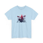 Drummer Silhouette T‑Shirt — Gradient Drum Kit Tee for Musicians & Band Fans