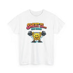 Retro Workout Tee — "Sweat Is... (You Know)" Smiley Weightlifting Fat Crying Graphic Shirt