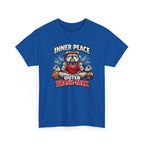 Funny Sports T-Shirt — "Inner Peace, Outer Trash-Talk" Bulldog Meditation Tee