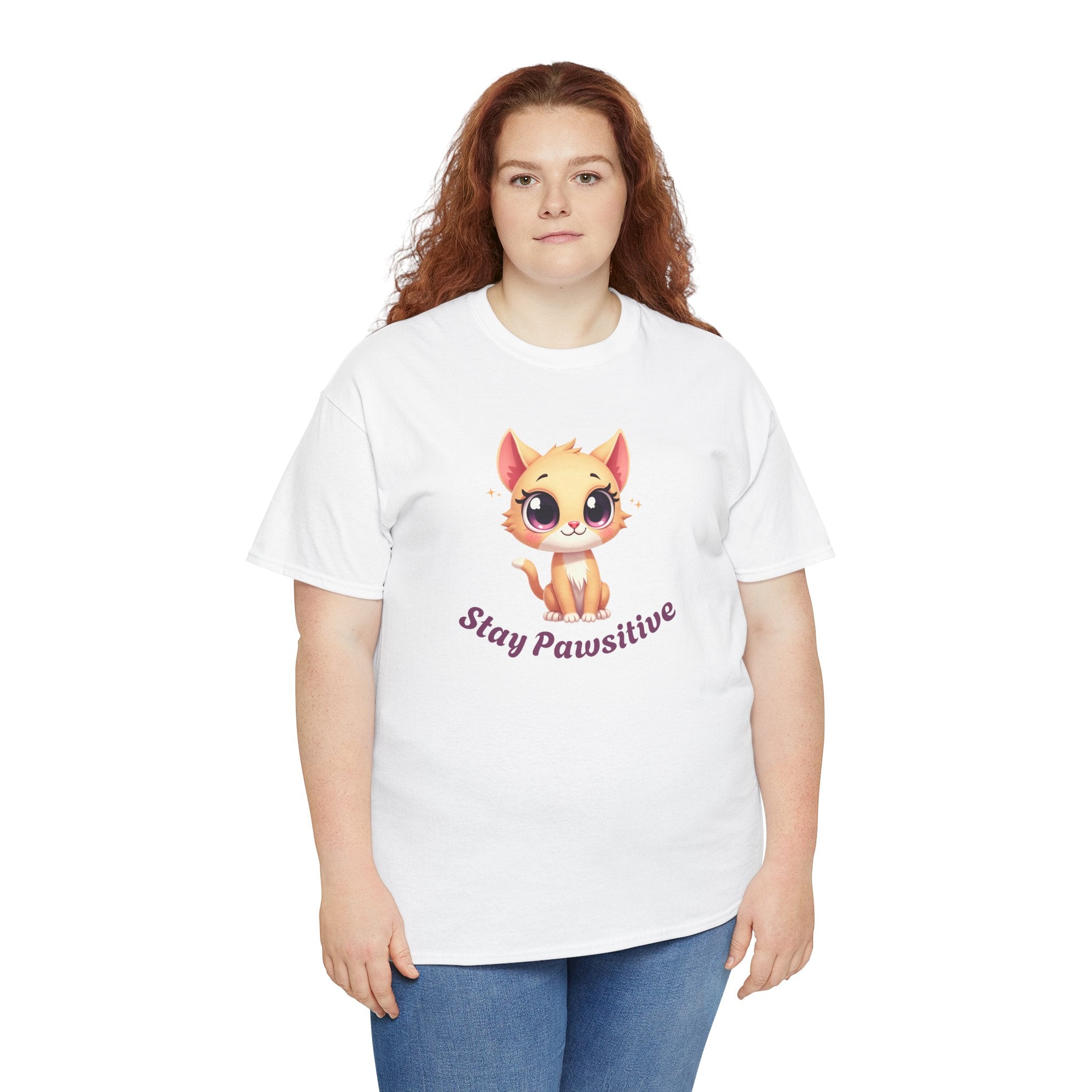 Stay Pawsitive Tee — Cute Kitten Graphic T-Shirt