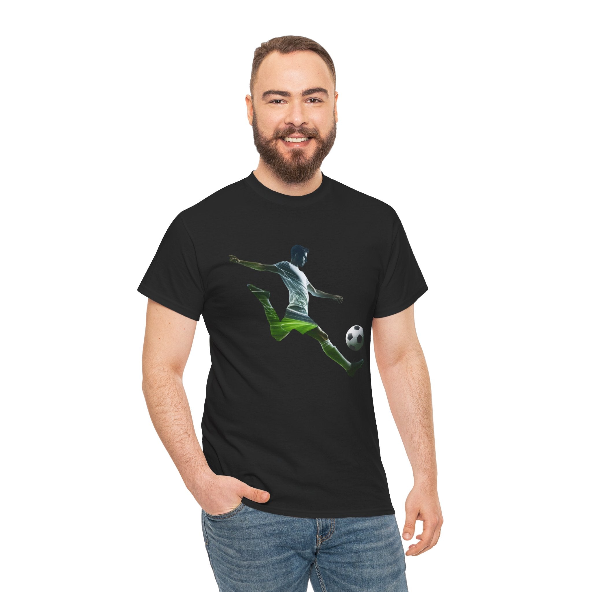 Soccer Player Silhouette Tee - Football Kick Graphic T-Shirt