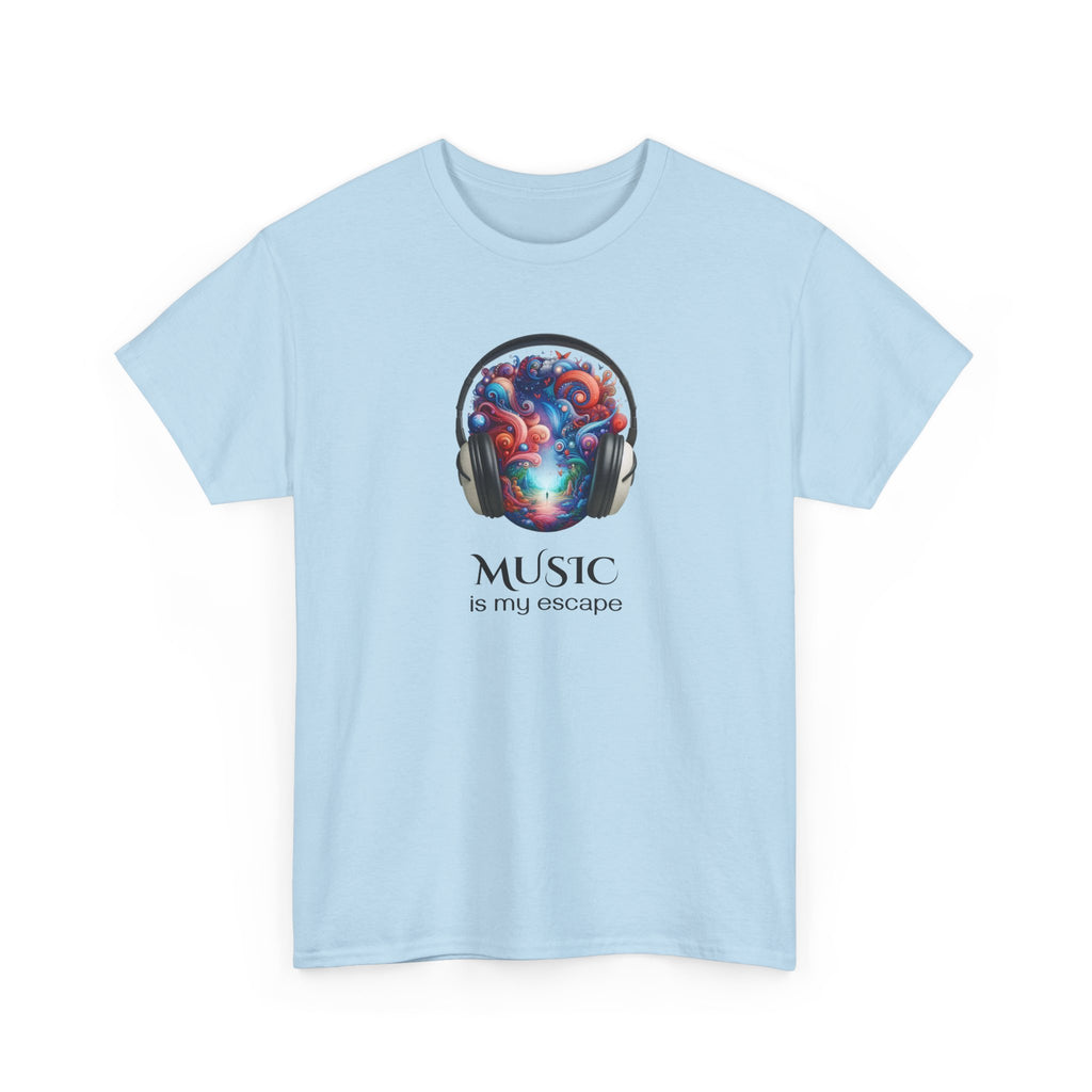 Music Is My Escape T-Shirt — Colorful Headphone Art Tee