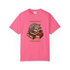 Reading Is My Happy Place T-Shirt — Cute Cat on Books Graphic Tee