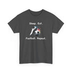 Football Soccer T-Shirt — "Sleep. Eat. Football. Repeat." Youth & Adult Crew Tee