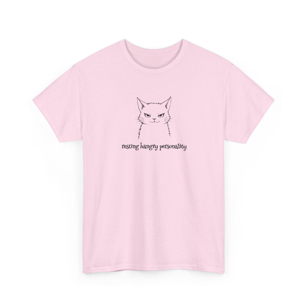 Funny Cat Face T-Shirt — 'Resting Hangry Personality' Minimalist Graphic Tee