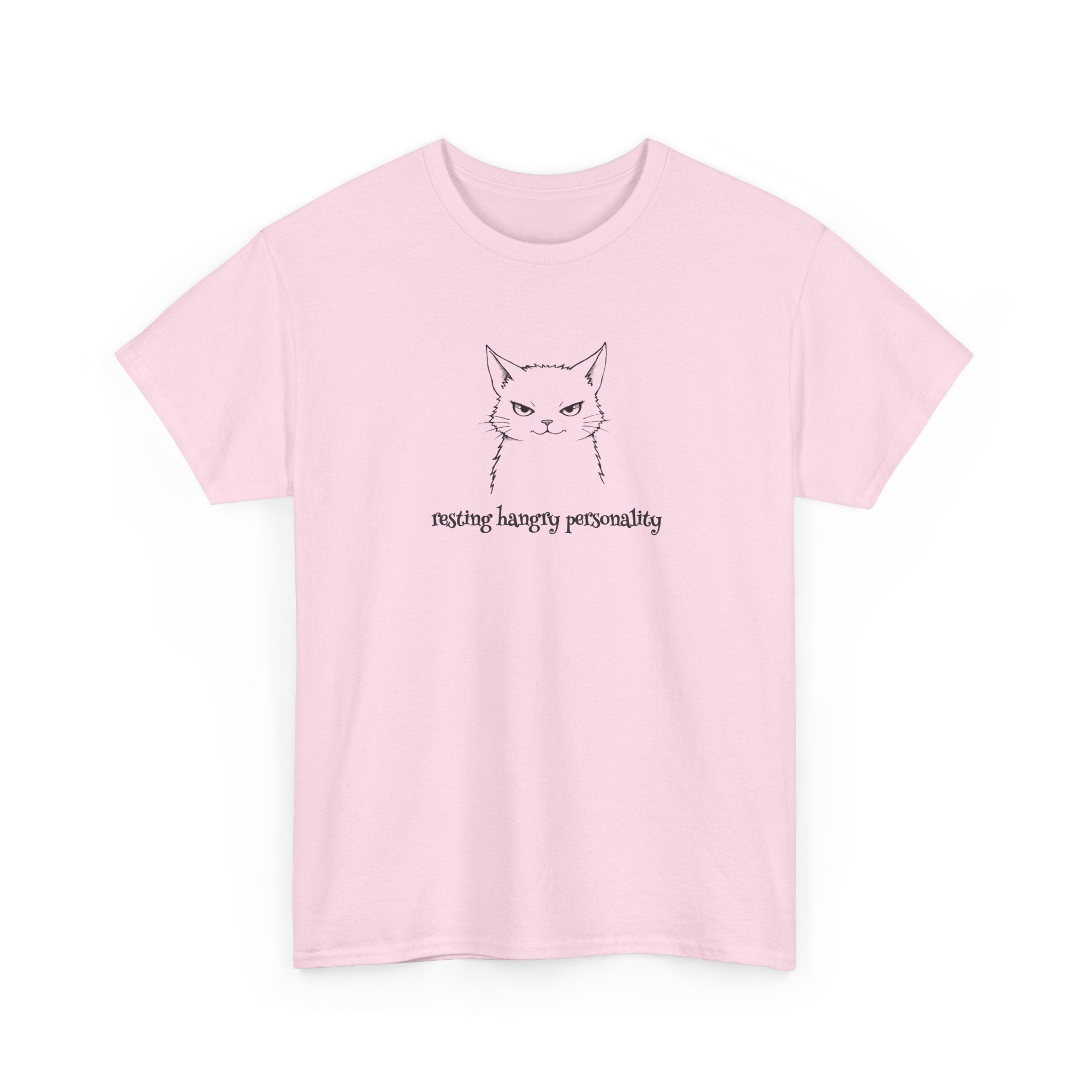 Funny Cat Face T-Shirt — 'Resting Hangry Personality' Minimalist Graphic Tee