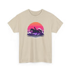 Woman Ride Horse Sunset T-Shirt — Retro Silhouette Beach Vibe Tee