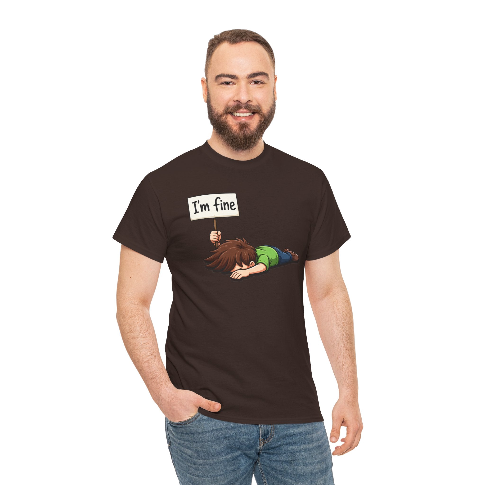 Cute Cartoon 'I'm Fine' Funny Dry Humor Graphic Tee
