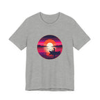 Sunset Fishing T‑Shirt — Retro Ocean Silhouette Tee Woman Fishing