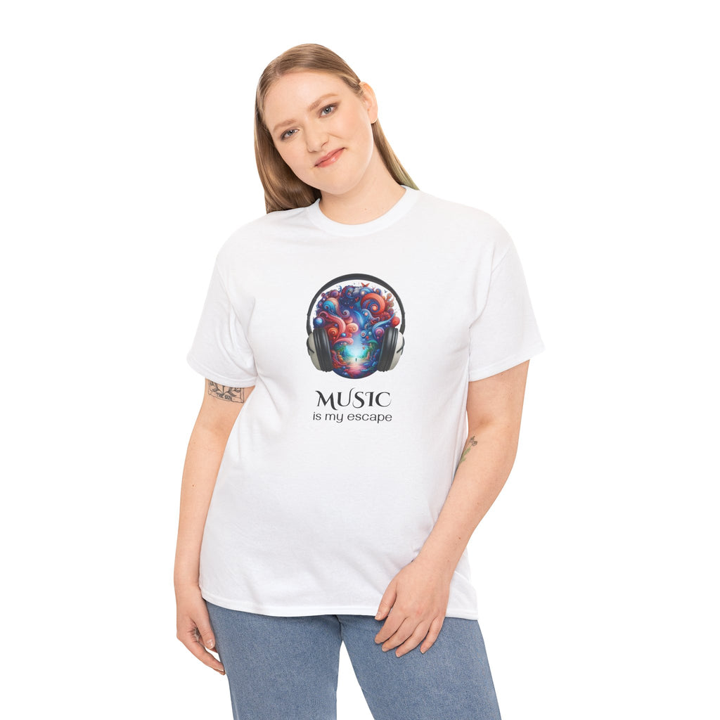 Music Is My Escape T-Shirt — Colorful Headphone Art Tee