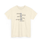 Resist T‑Shirt — 'power defiance persist dignity progress stand' Minimalist Protest Tee